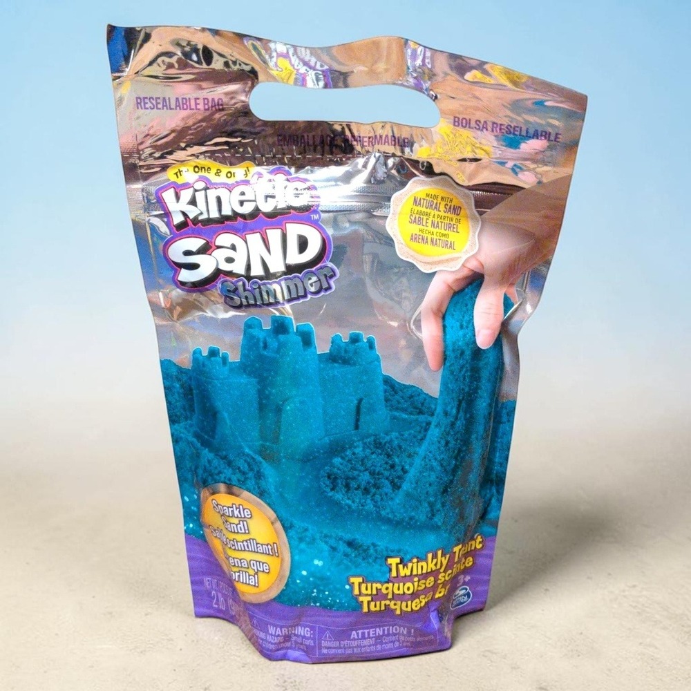 Kinetic Sand Shimmer Twinkly Teal 2lb Bag Spin Master Sensory Play Toy NEW